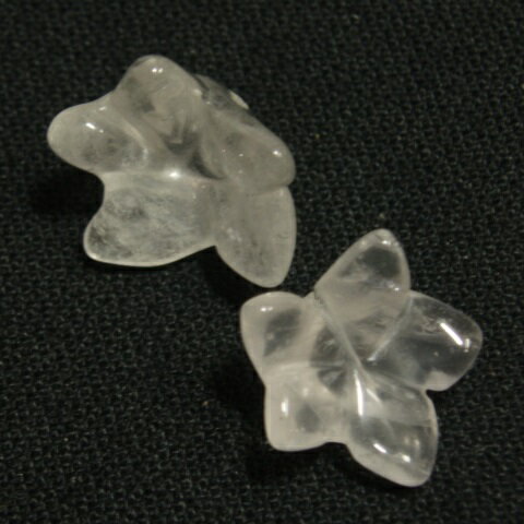 [HA007]天然石ビーズ 水晶 フラワー　約10〜15mm　2ケ