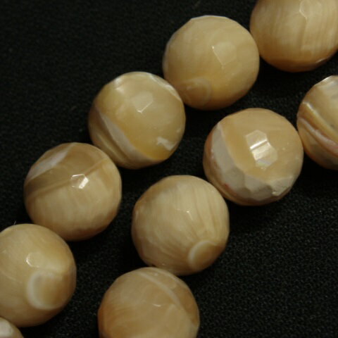 樂天商城 - [HA109]天然石ビーズ　MOPマザーオブパール 茶(ナチュラル)　ラウンドカット10mm(128面ミラーカット)　一連約39cm