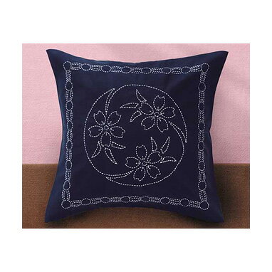 [VD001]オリムパス　刺し子キット　216（紺） クッション桜[RPT]