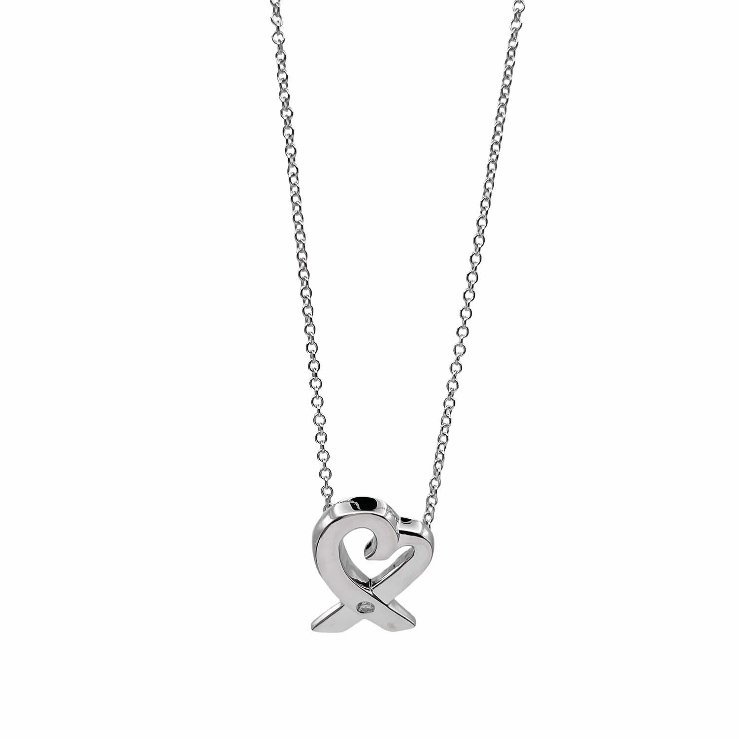 【美品】Tiffany ティファニー ラビングハート １Pダイヤ ネックレスSV TIFFANY＆CO. ティファニー ラビングハート 1Pダイヤネックレス