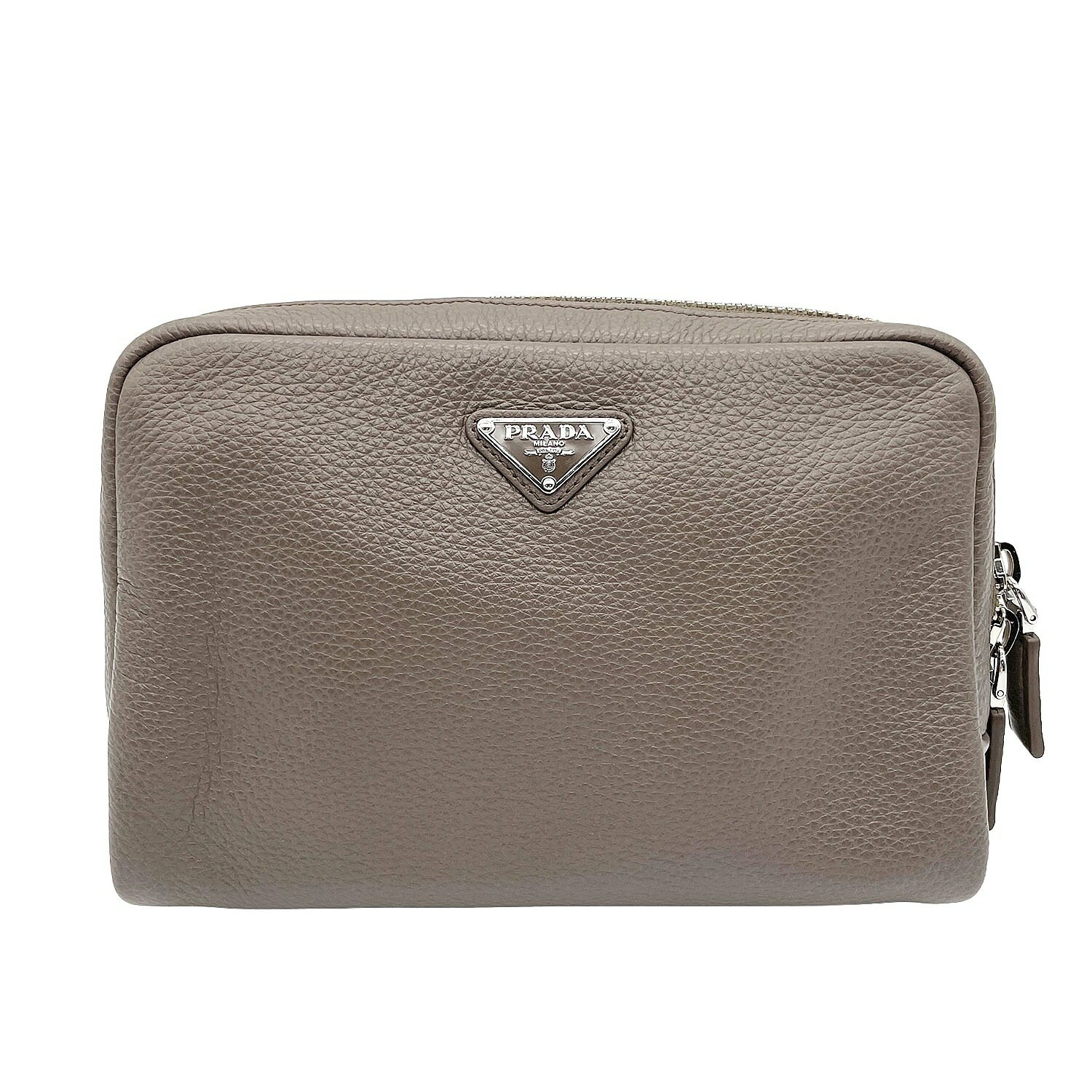 PRADA プラダ ショルダーバッグ ヴィッテロダイノ レザー ボディバッグ バンブーグレー RFID KB-007 【中古】