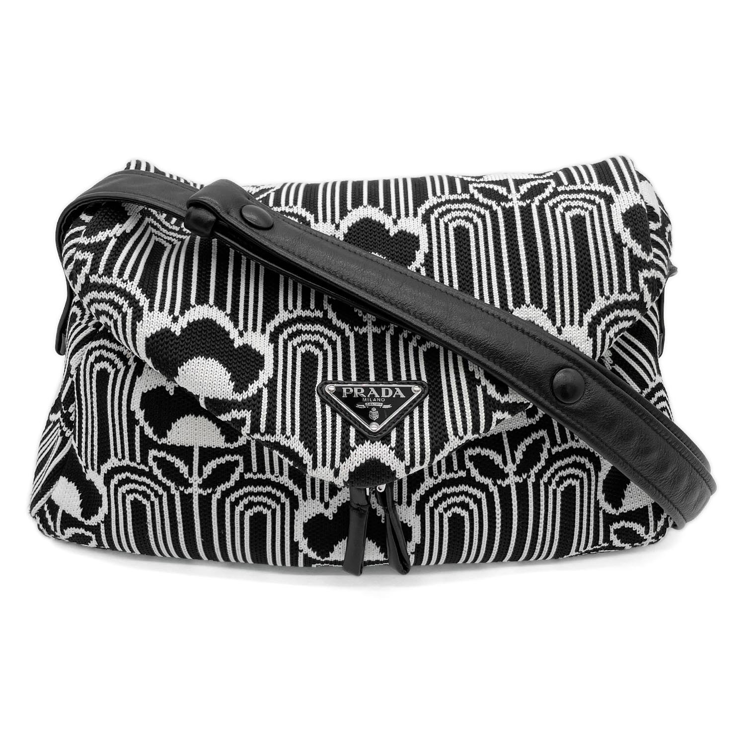 PRADA プラダ シニョー ショルダーバッグ 1BC165 ジャガード フラワー トライアングルロゴ 三角プレート KB-021 【中古】(4.0)