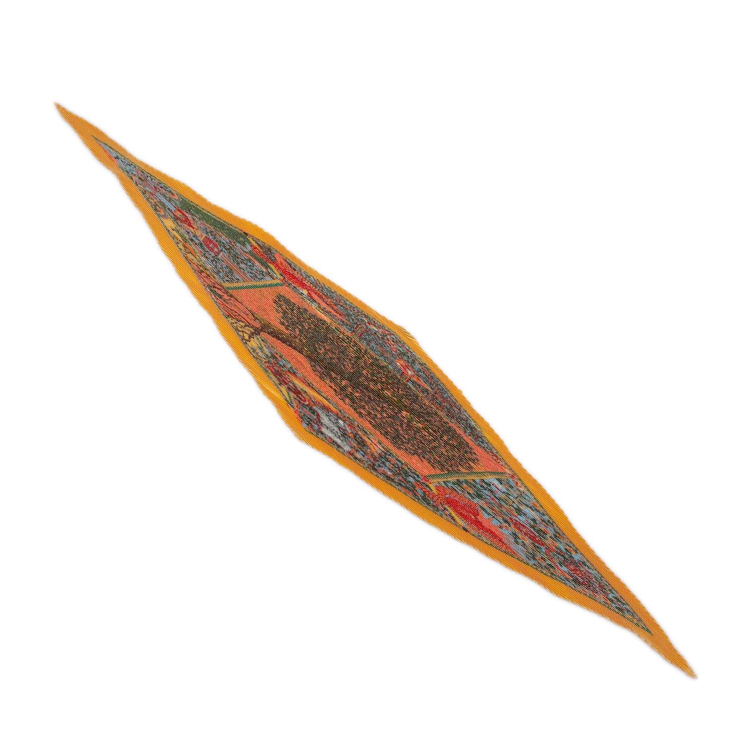 HERMES エルメス プリーツ カレ90 Axis Mundi 世界の中心軸 草木 花柄 樹木 プリセ シルクスカーフ KA-033 【中古】