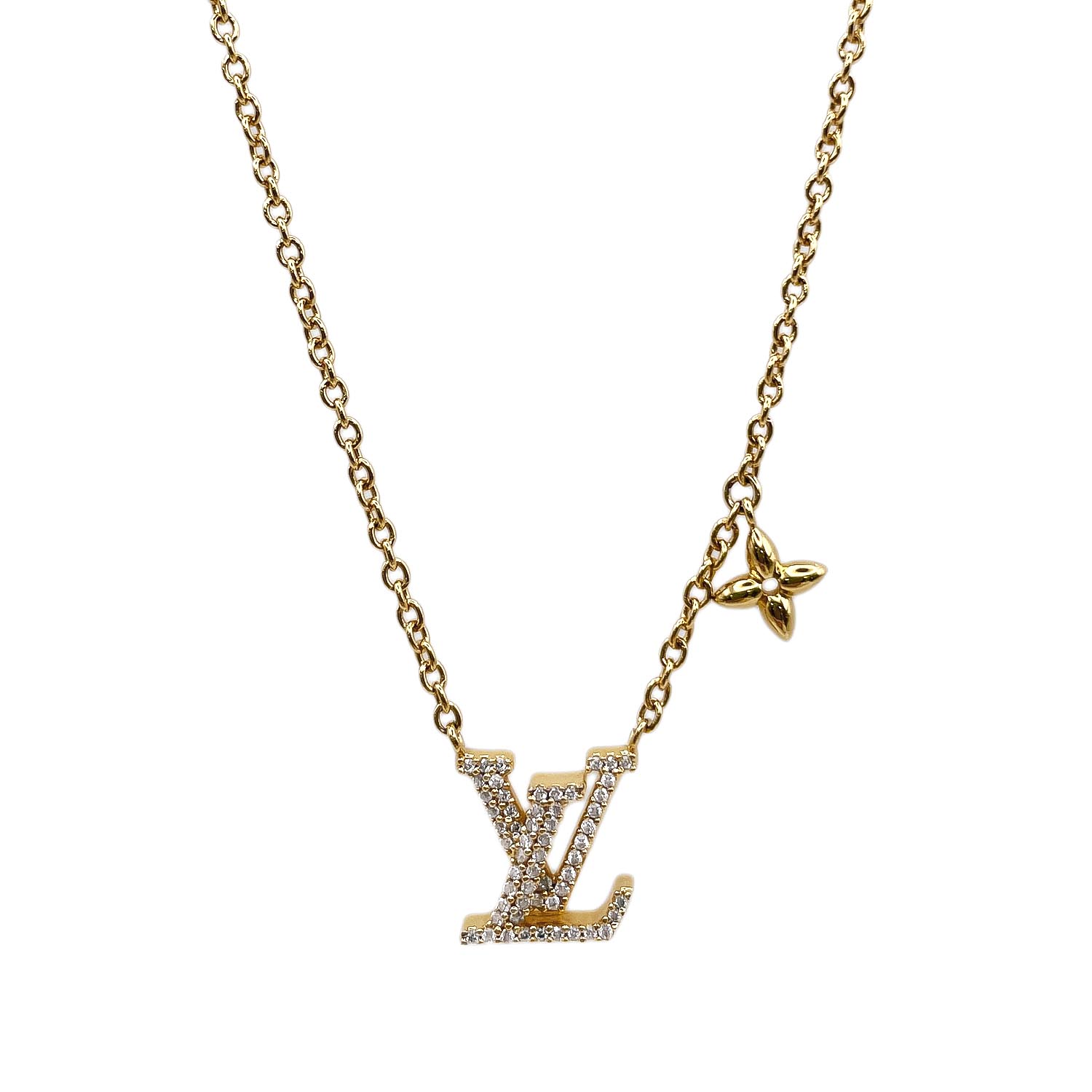 Rakuten - LOUIS VUITTON ルイヴィトン LVアイコニック ロゴ ラインストーン ネックレス ペンダント KA-024 【中古】