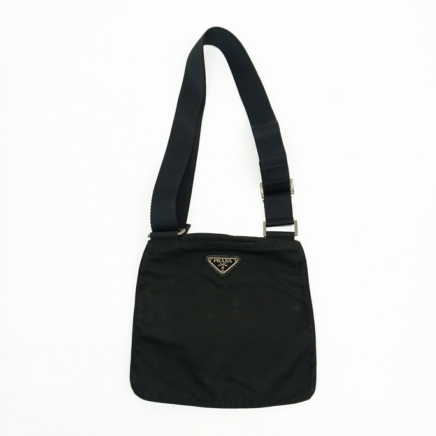 PRADA プラダ 三角プレート ナイロン ショルダーバッグ ブラック KB-004 【中古】