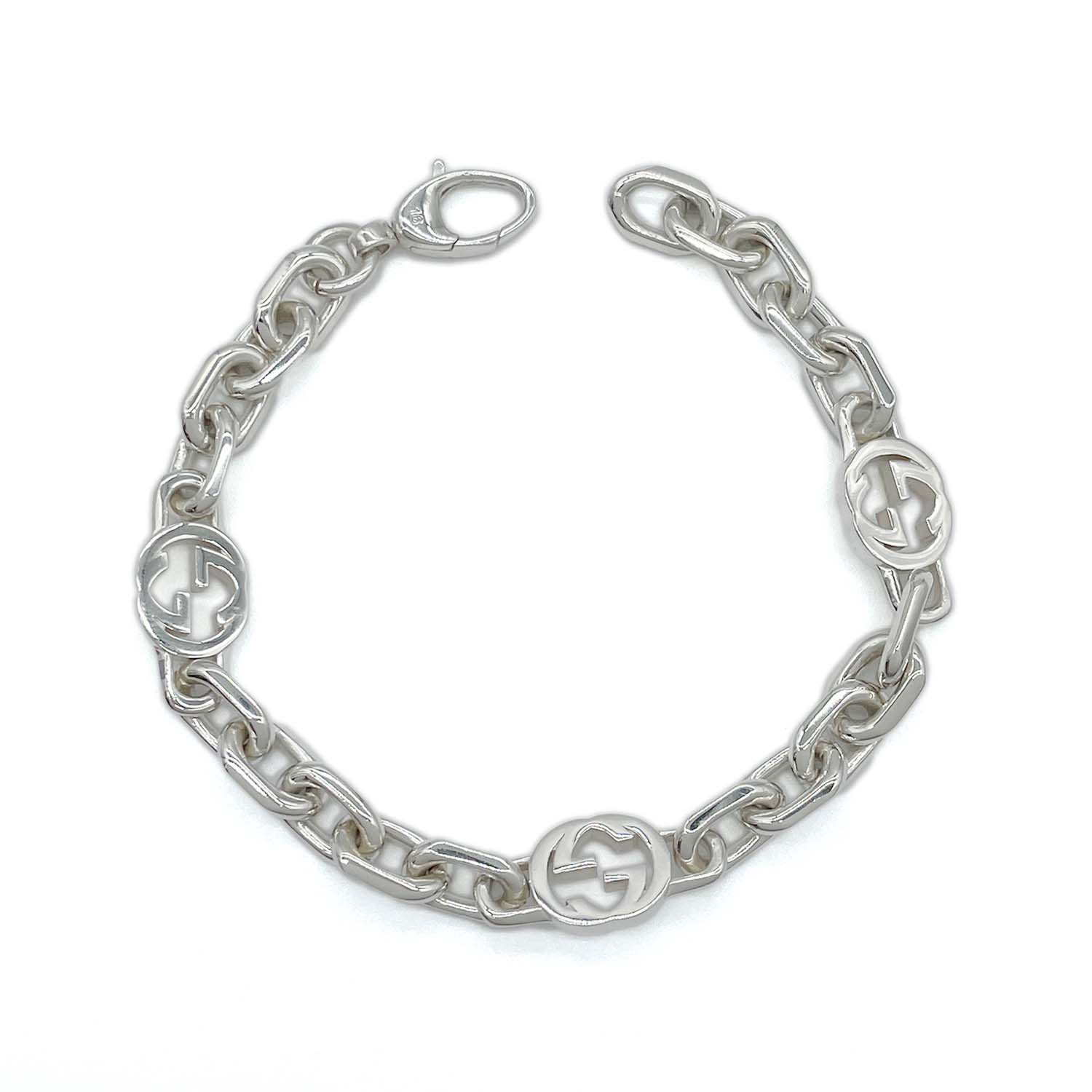 美品✨GUCCI インターロッキングG チェーンブレスレット シルバー 20cm 美品✨GUCCI インターロッキングG チェーンブレスレット シルバー 20cm