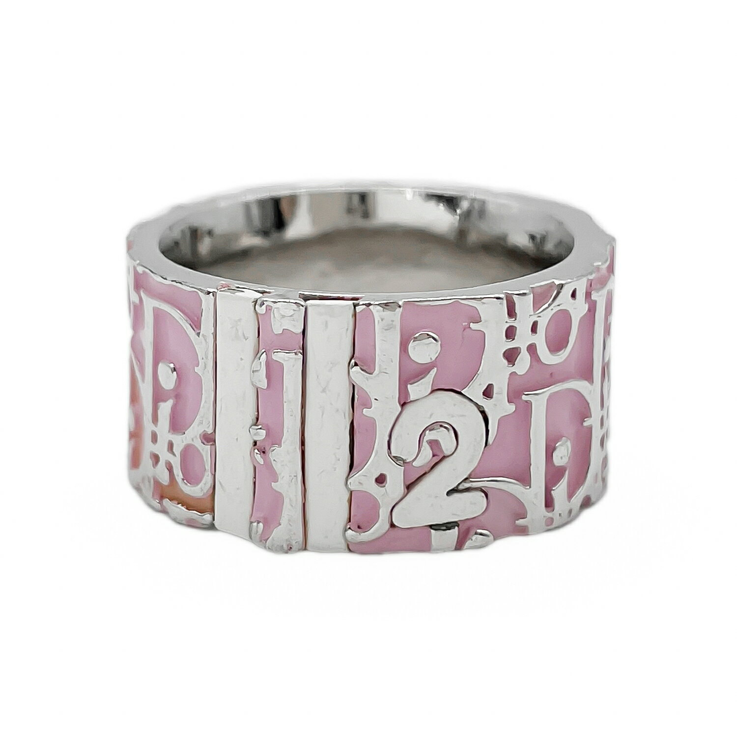 Dior ディオール 12号 リング ロゴ トロッター オブリーク ナンバー2 ピンク Y2K 【中古】