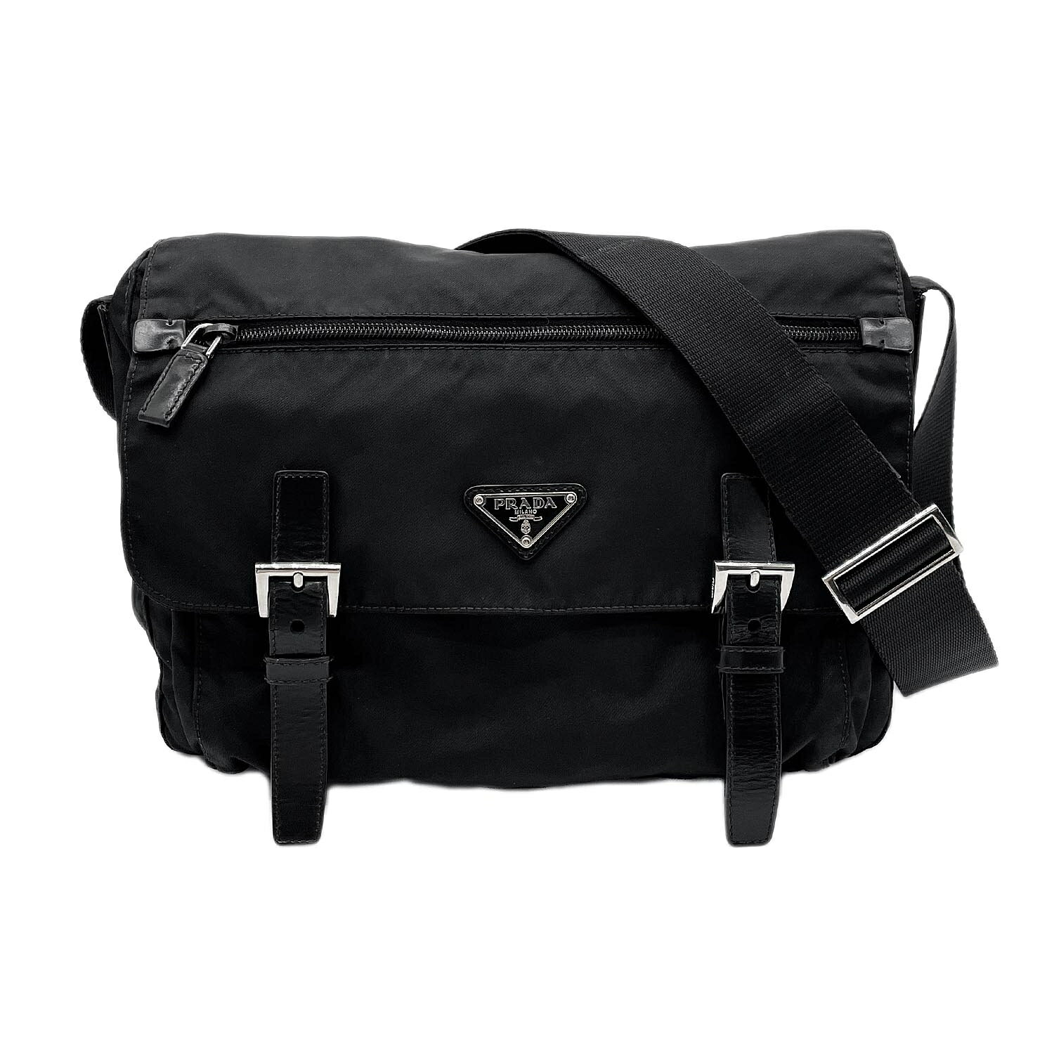 PRADA - PRADA プラダ ナイロン ショルダーバッグ メッセンジャー テスート ポコノ 三角プレート トライアングルロゴ 【中古】