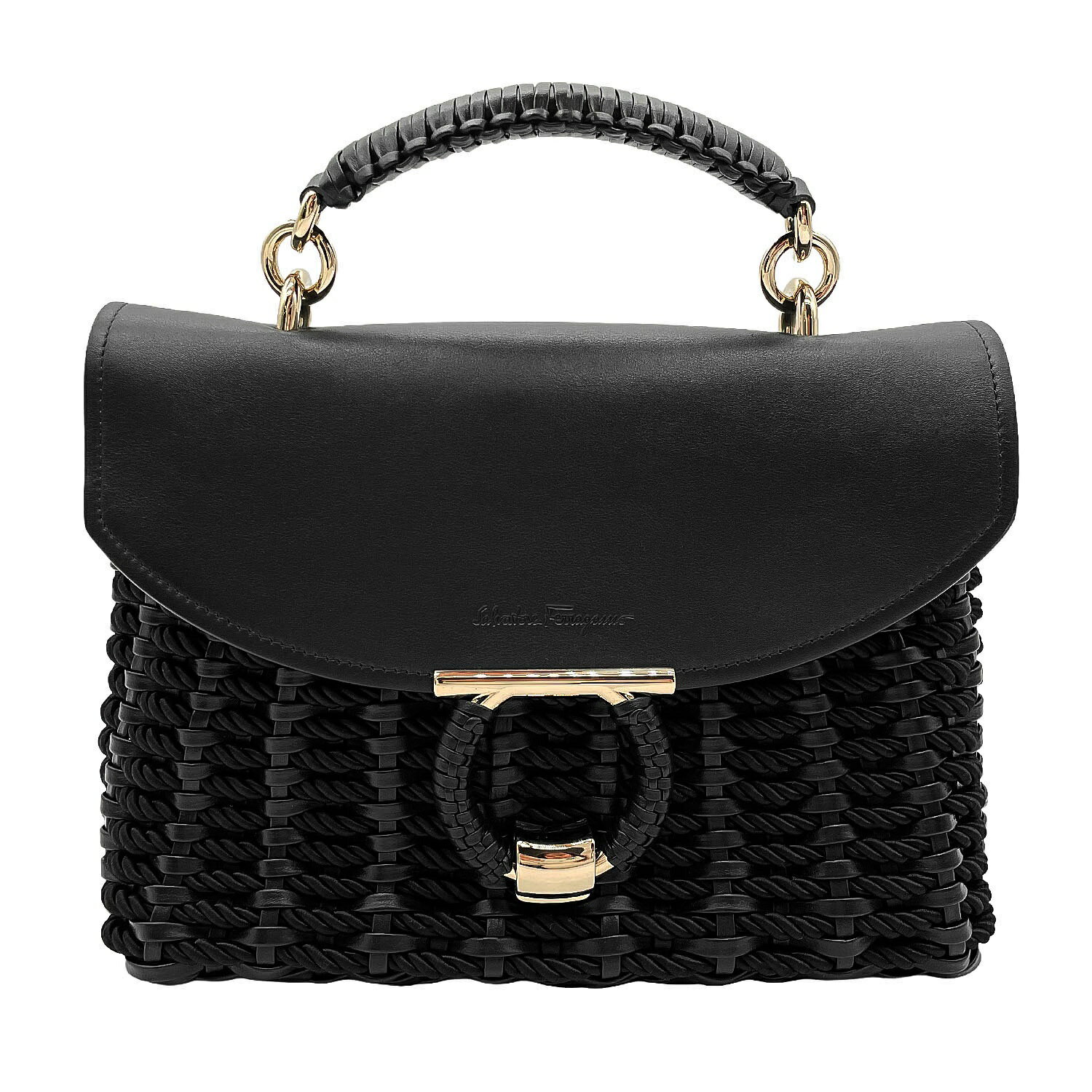 FERRAGAMO - Salvatore Ferragamo フェラガモ マーゴット 2WAYショルダーバッグ ガンチーニ金具 編み込み トップハンドル 【中古】