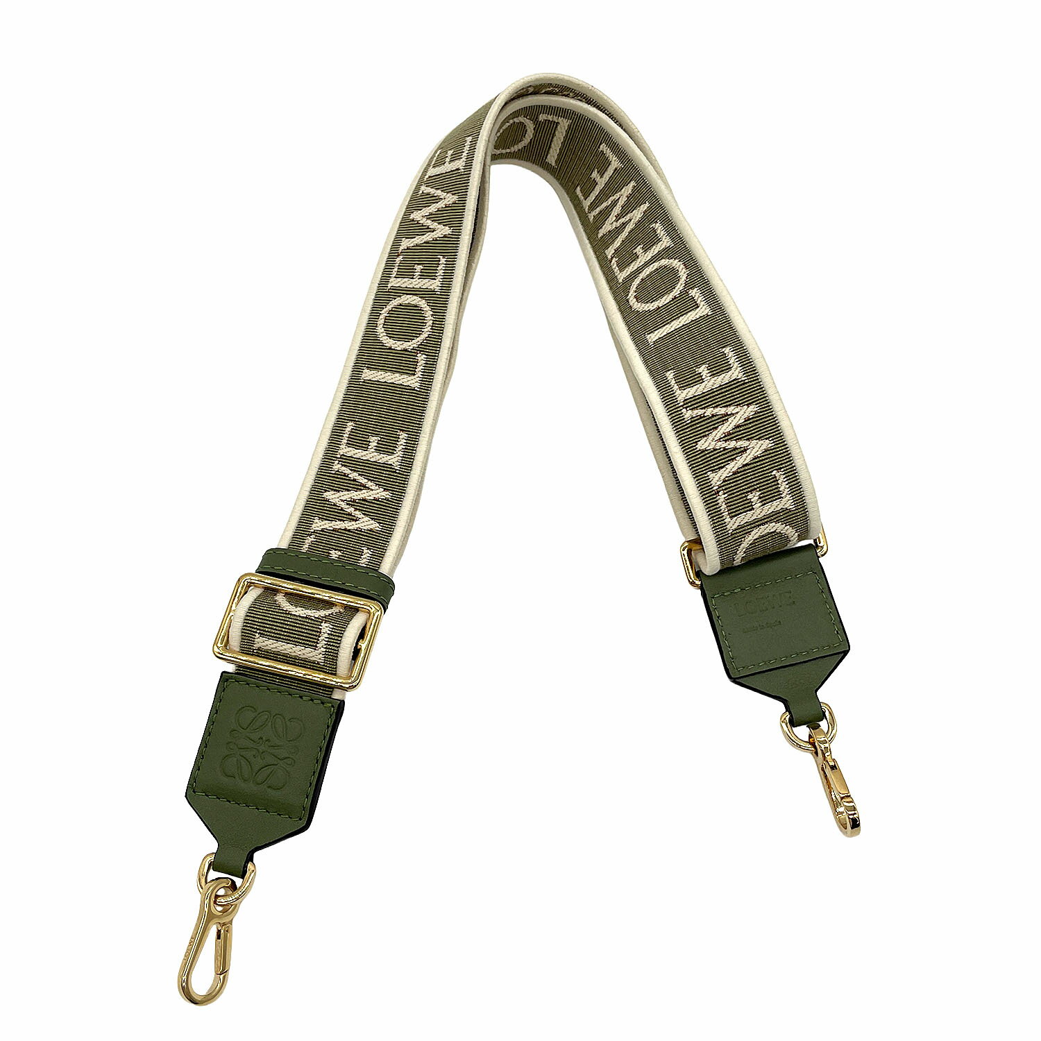 Rakuten - LOEWE ロエベ ショルダーストラップ アナグラム ジャガードロゴ カーキ グリーン バッグストラップ 【中古】
