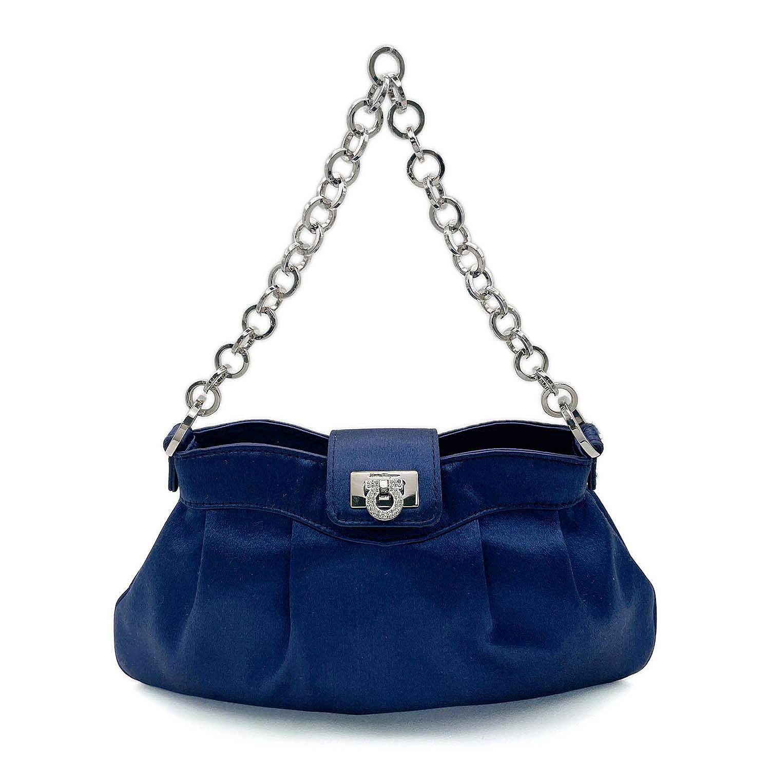 Rakuten - Salvatore Ferragamo フェラガモ ミニハンドバッグ サテン ガンチーニ ラインストーン チェーン ポーチ 【中古】