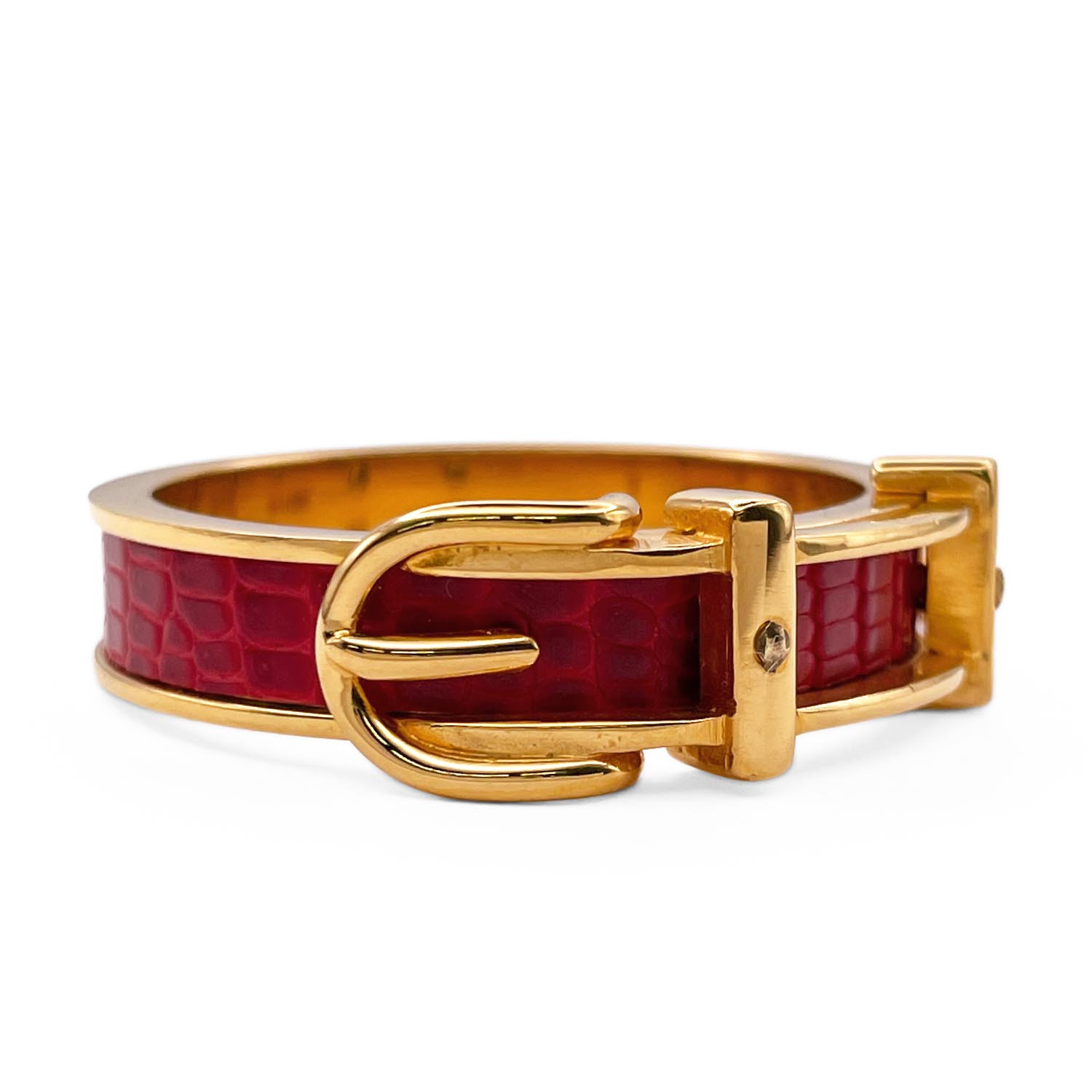 HERMES エルメス サンチュール スカーフリング ベルトモチーフ メタル リアルレザー ゴールド レディース 【中古】