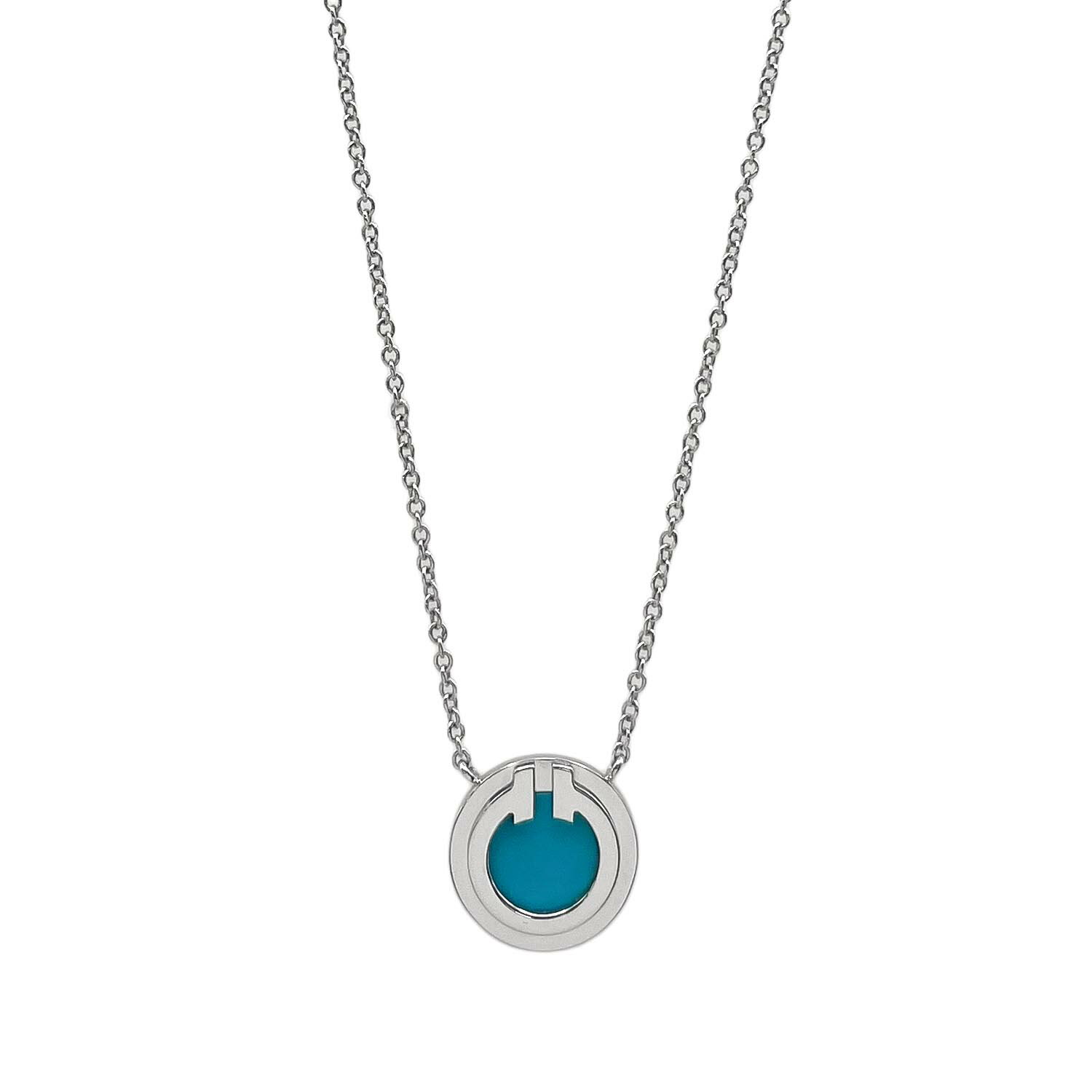 Turquoise - TIFFANY&Co. ティファニー Tサークル ネックレス ペンダント K18WG ターコイズ シルバー レディース 【中古】