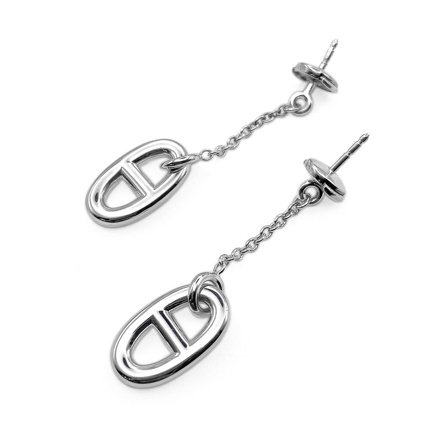 Silver - HERMES エルメス ファランドール ドロップ ピアス シェーヌダンクル SV925 シルバー 新品仕上済 ユニセックス 【中古】