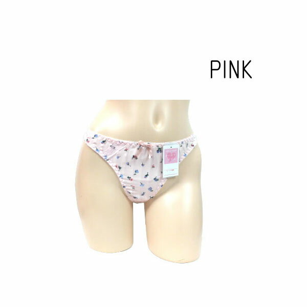 Tバックショーツタンガ花柄サイドレースTショーツレディースTバックショーツレディースタンガセクシーSEXYセクシーショーツレースショーツゴムピンク桃色小花柄ストライプ地大人ショーツ花柄フラワー