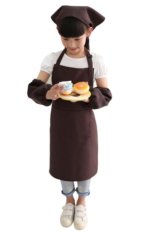 [ZIRAIFEN] 子供用エプロン アームカバー 三角巾セット 3点セット 男女兼用 着脱簡単 サイズ調節 子供趣味料理人絵画園芸焙煎ポリエステルエプロン