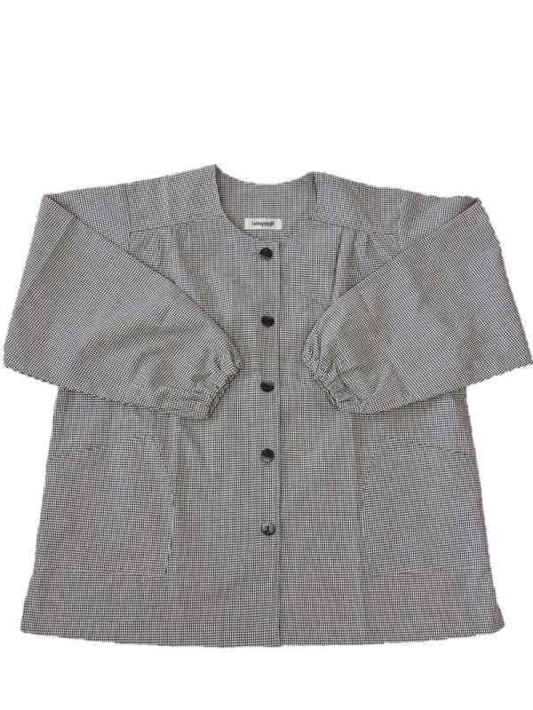 Cooking Apron - 【 S サイズ】【 日本 製 】【 老舗 の 定番 】【 前開き タイプ 】【 洗濯 しても しわになりにくい 】 小格子 の スモック （ 前あき 割烹着 ）67538