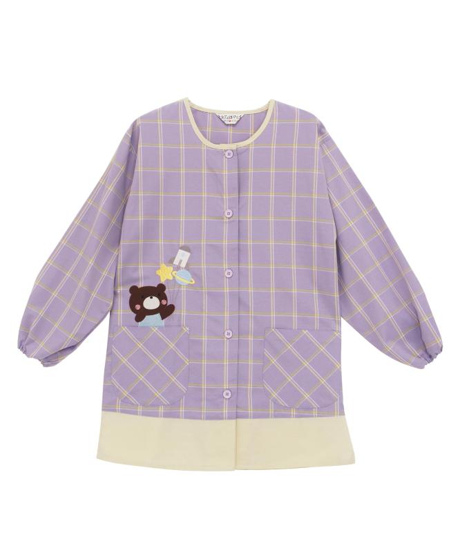 樂天商城 - [ON NISHIKI] スモック 割烹着 おてんばママ 保育士 かわいい レディース 刺繍 アップリケ 綿ポリ 速乾 シワになりにくい 動きやすい 前開き ポケット付き 袖付きエプロン