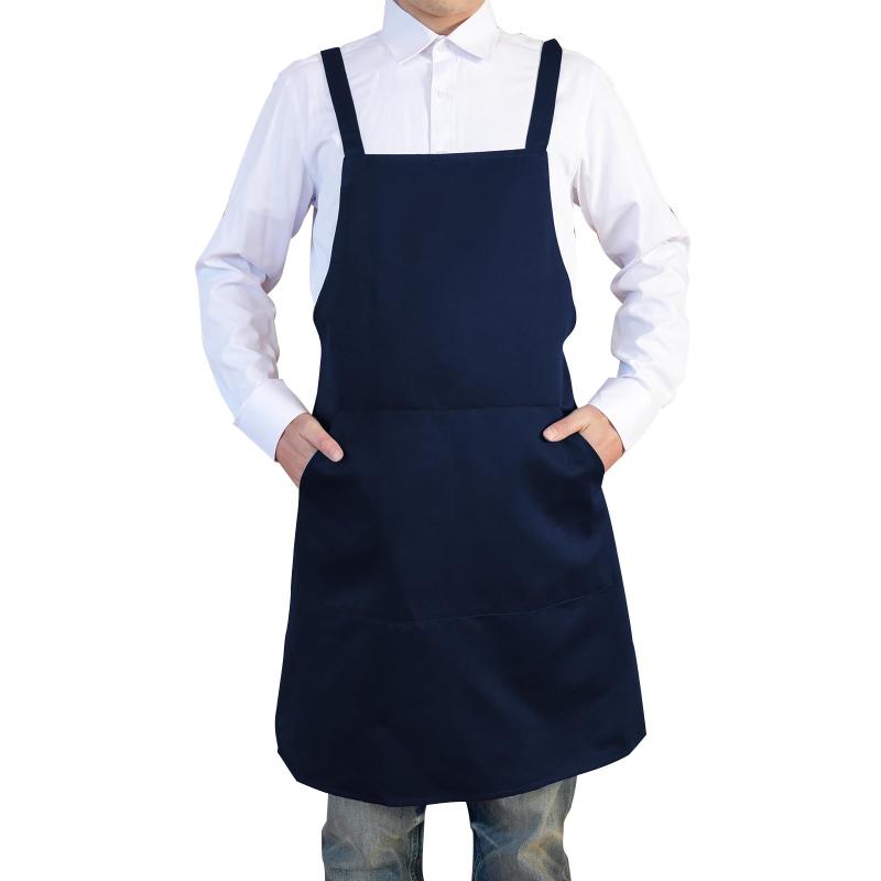樂天商城 - [cozycube] エプロン H型 首掛け シンプル 男性用 メンズ カフェエプロン 両サイズ 無地 ポリエステル65% 綿35% おしゃれ 大容量ポケット 汚れにくい シワになりにくい 男女兼用 ノーアイロン 透