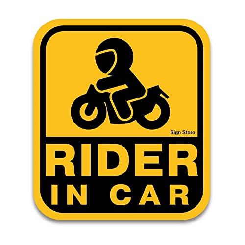 SignStore RIDER IN CARステッカー ピクトグラム 11cm×12.5cm ビニール 日本製 sticker_car_bike03