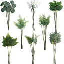 人工葉 茎付き 人工ユーカリ 造花 人工観葉植物 48個、8種類 結婚式ブーケ装飾 インテリアグリーン (グリーン 葉)(3)