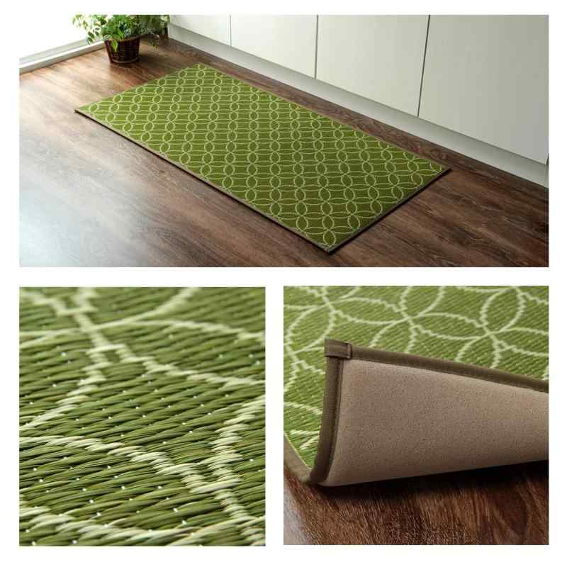 イケヒコ い草 マット キッチンマット 七宝 約60×150cm グリーン 国産 滑りにくい加工 シンプル 和モダン #8243320 auroravision-10166893 オーロラビジョン サンプル画像3