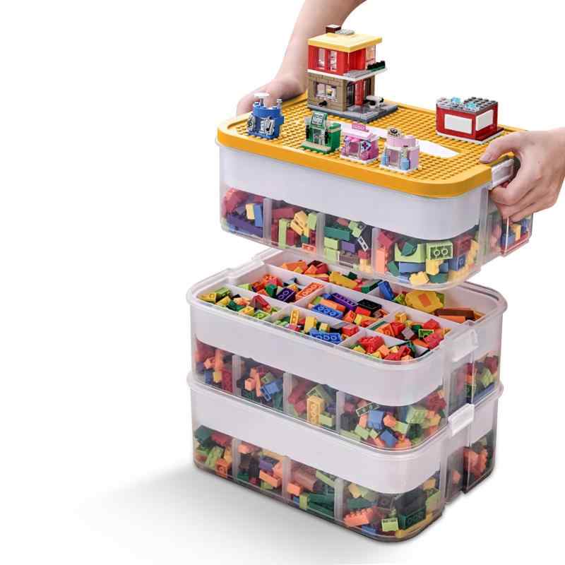 LAMPTOP おもちゃ 収納 蓋付き レゴ用 収納ボックス おもちゃ箱 収納 トミカ用 整理ボックス 玩具収納 プラスチック製 3段 積み重ね 子供 透明 整理整頓