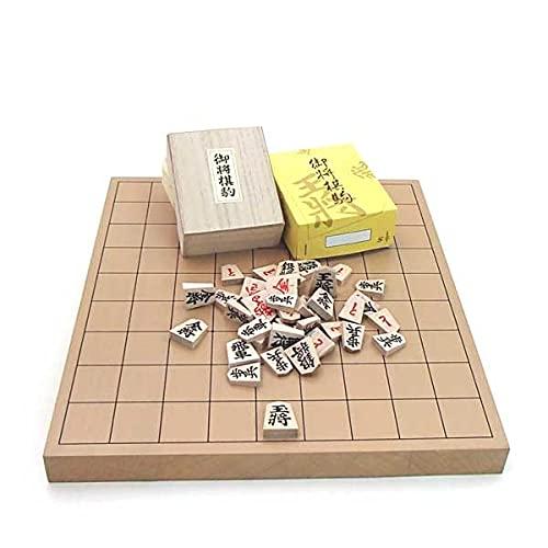 木製将棋盤セット 新桂1寸卓上接合将棋盤としっかり太字でお子さまにも分かり易い特選将棋駒（国産）
