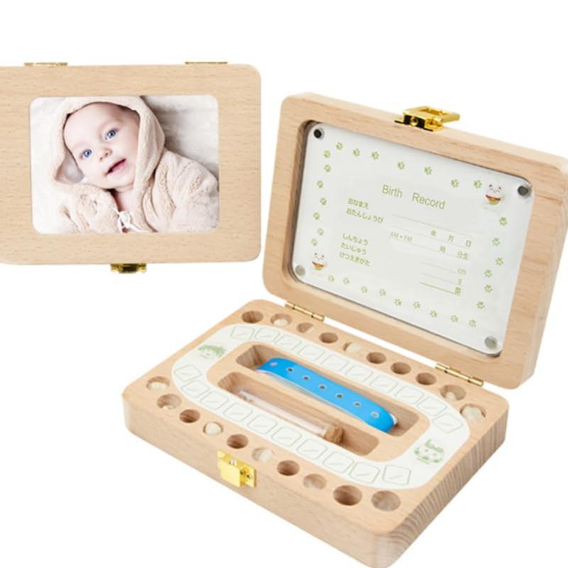 ibasenice 乳歯ケース 女の子 男の子 名前入り 写真入り フレームボックス 木製 うぶ毛 乳歯 思い出保..