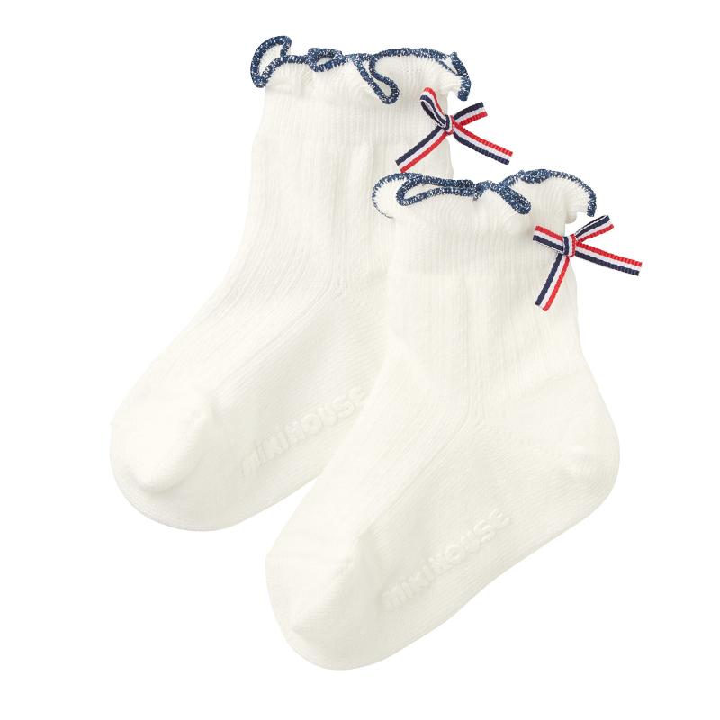 [ミキハウス] クルーソックス ショートソックス ソックス 靴下 無地 シンプル リボン 日本製 女の子 ベビー キッズ 子供服 通園 通学 12-9603-492