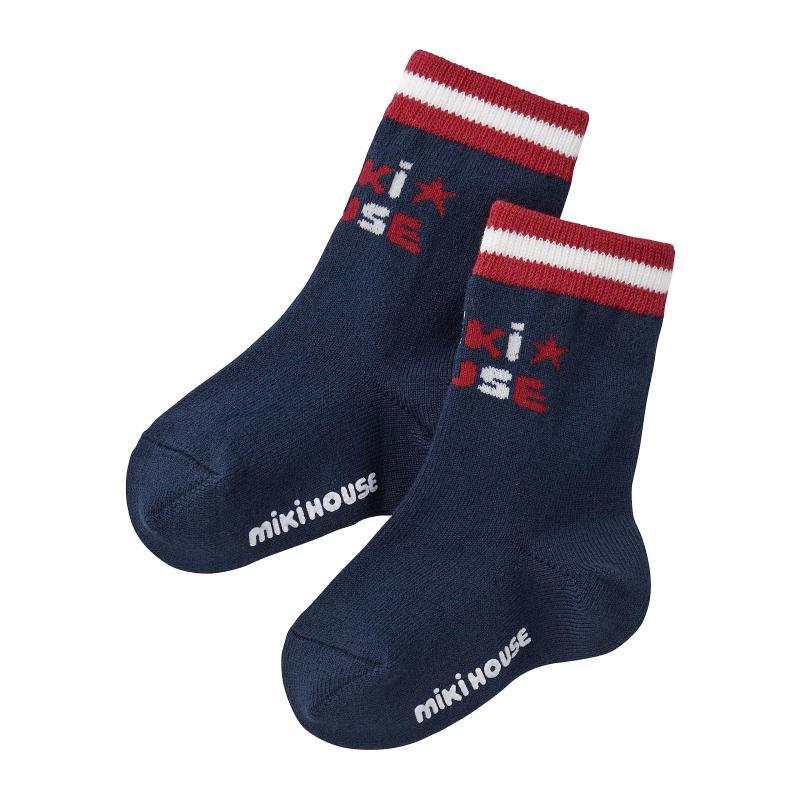 [ミキハウス] ソックス 靴下 ロゴ 日本製 男の子 女の子 ベビー キッズ 子供服 通園 通学 10-9618-490