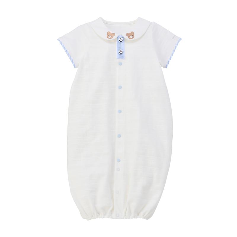 [ミキハウス] 半袖ツーウェイミニ カバーオール ロンパース 無地 くま 日本製 男の子 女の子 新生児 出産準備 ベビー ベビー服 赤ちゃん 42-2603-146