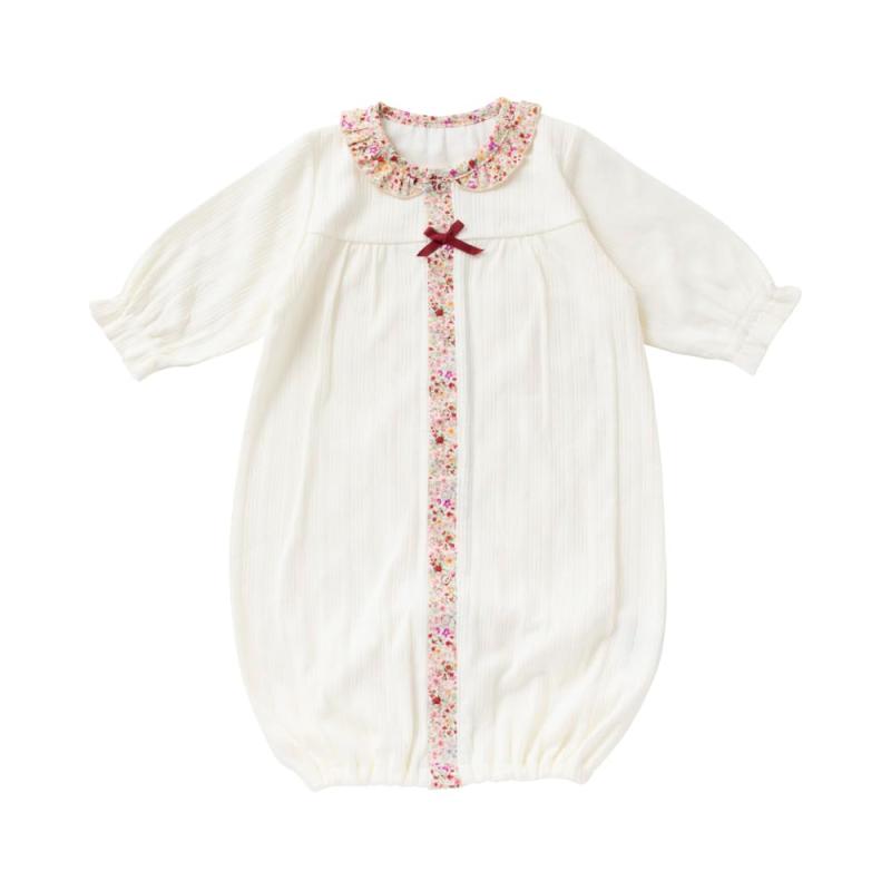 [クリーム デ ココ] テレコフェイス フラワー ガーデン ツーウェイオール [股スナップ付け替え/2way] 新生児 赤ちゃん 綿100% 日本製 [ 春秋冬向け素材 ] 50-70cm