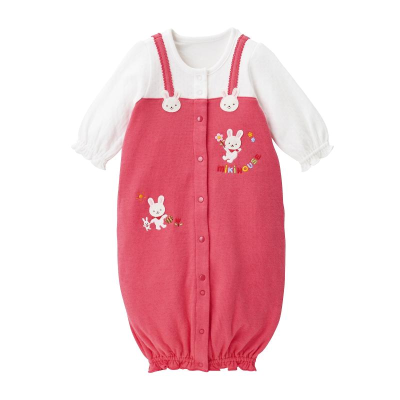 [ミキハウス] ツーウェイオール カバーオール ロンパース うさぎ 日本製 女の子 新生児 出産準備 ベビ..
