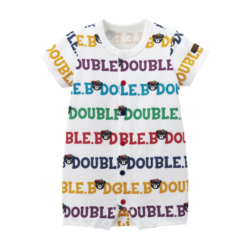 [ミキハウス] ミキハウスダブルビー ショートオール ロンパース 半袖 ロゴ くま 日本製 男の子 女の子 ベビー キッズ 赤ちゃん ベビー服 子供服 62-1302-684