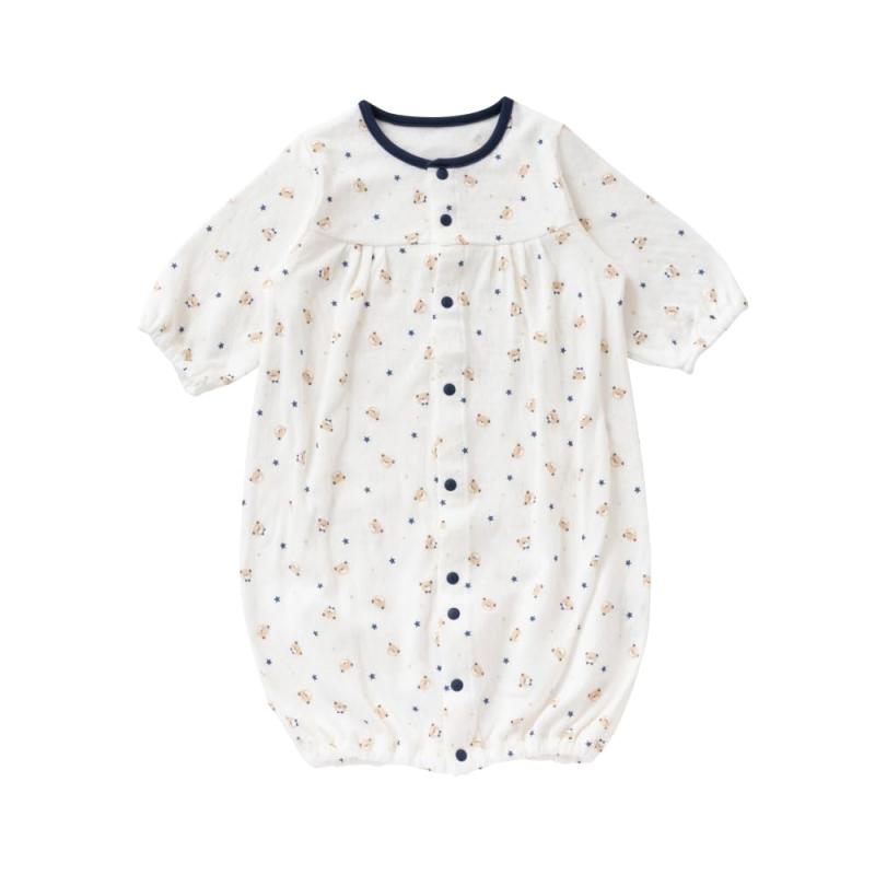 [クリーム デ ココ] 接結 くま 柄 ツーウェイオール [股スナップ付け替え/2way] 新生児 赤ちゃん 日本..