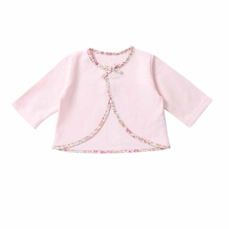 [クリーム デ ココ] 日本製 ダイヤフェイス花柄プリント カーディガン 新生児 赤ちゃん ベビー服 ベビー 秋冬向け素材 あったか かわいい 花 花柄 おしゃれ アウター 羽織り女の子 綿100 50cm 6
