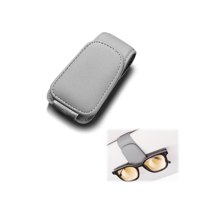 フリランス-ショプ サングラスホルダー 車 レザー製 メガネホルダー マグネット式 サングラス クリップ サンバイザー 車 収納 取り付け簡単 カー用品 便利 通勤(2.0)