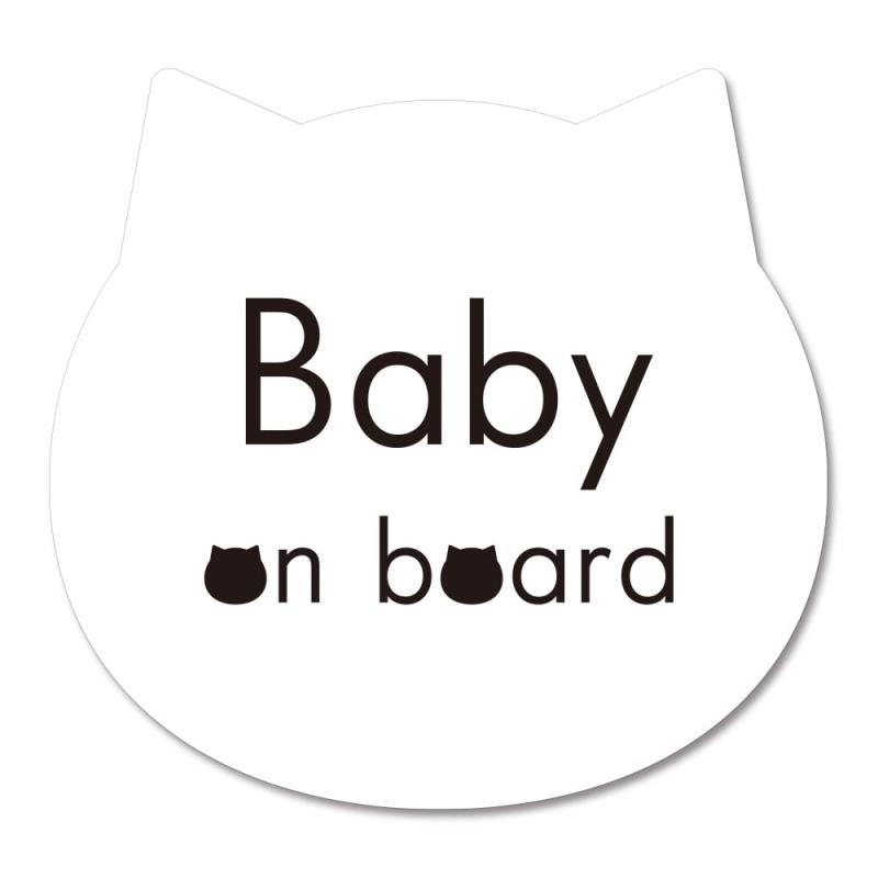 樂天商城 - SignStore ねこのBaby on boardステッカー 12cm×12.5cm マルチカラー ビニール 日本製 sticker_car_natural_10_Baby