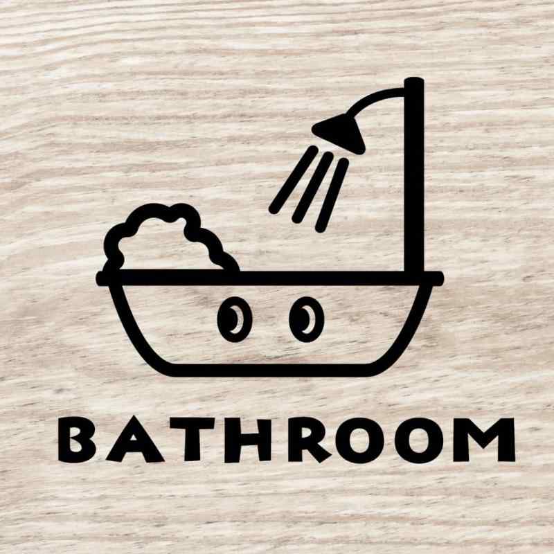 樂天商城 - [nicotto] ルームサイン ドアステッカー BATHROOM バスルーム お風呂 マーク おしゃれ かわいい 切り文字 カッティングシート 10×12cm 屋内用