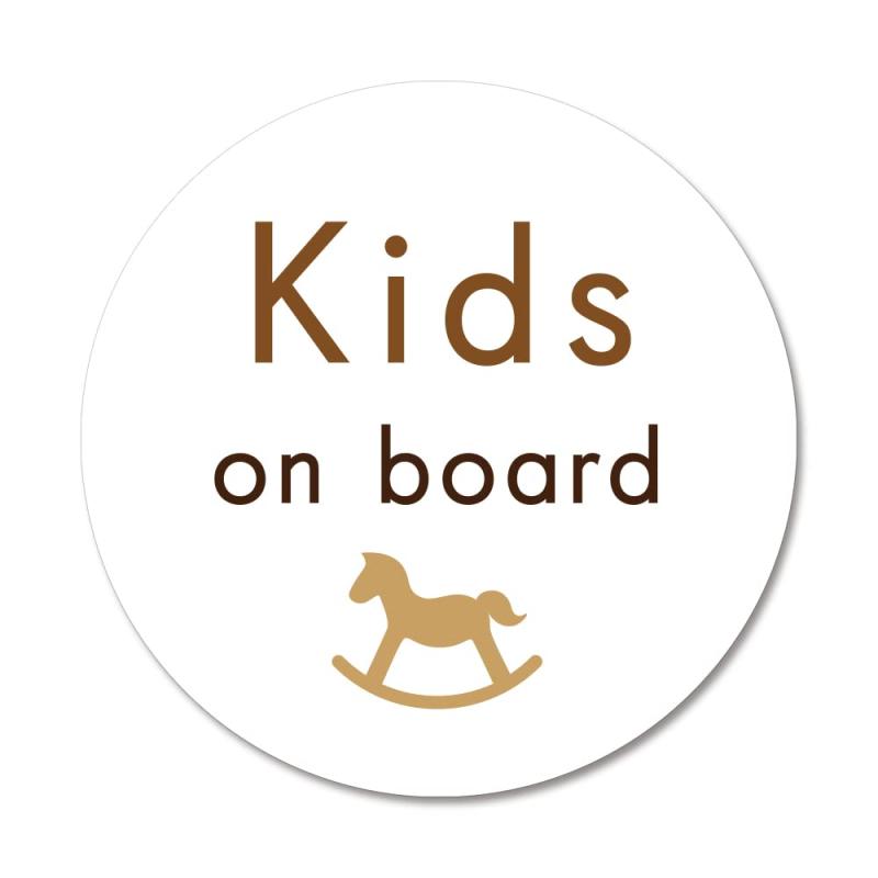 SignStore もくばのKids on boardステッカー 直径11.5cm マルチカラー ビニール 日本製 防水加工 sticker_car_natural_06_Kids