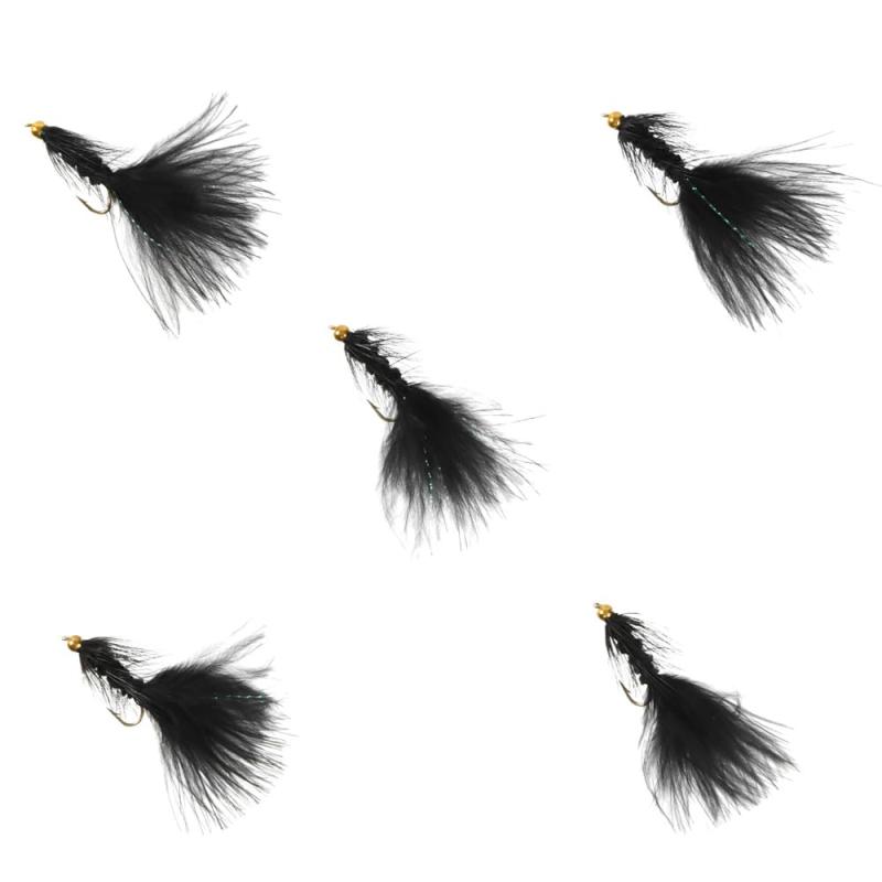 Other - Black Wooly Bugger #10 ウーリーバガー 完全フライ フライフィッシング用 毛ばり 毛鉤 フライ 5個セット（黒大）