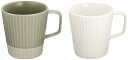 LIVING TALK cekutay マグカップ ペア はくさ/いし せん TSE102 グレー/ホワイト 23x10.5x9cm(3)