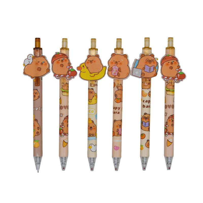 Lopenle12本 可愛い 動物 カピバラ ボールペン ノック式 中性 0.5mm 黒いインク かわいい 面白い 書きやすい 手帳 事務用 筆記具用 文房具 子供用 入学お祝い 誕生日 学生 プレゼント ギフト パー材質：プラスチック；サイズ：15cm；インク色：黒デザイン：ぺん本体はおしゃれ動物造形ように、かわいくてファッショナブルに見えます特徴：無毒性、無酸性で、インクを飛ばしたり、染み込ませたり、にじませたりすることがありません， 汚れがなく、持ち運びが簡単で、使い心地がよくです材質：硬質プラスチック製で、丈夫で長持ちします、耐摩耗性、防水性、滑り止め、滑らかな書き心地、快適なタッチ，長時間使用できます幅広い多用途：学校の生徒、 卒業祝い、オフィス、学校用品、子供、ティーンエイジャー、大人に適しています，宿題、試験、筆記、絵画、着色、サイン、スケッチなどに幅広く使用できます，また、子供の日、バレンタインデー、感謝祭やクリスマスに学生、教師、同僚、友人や家族に贈ることができます
