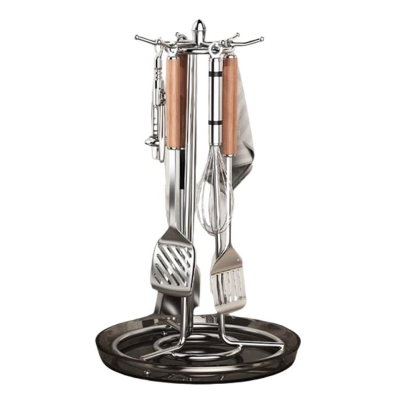 Asdays 調理器具 収納 キッチンツールスタンド おしゃれ ステンレス製 360度 回転 19×19×46cm