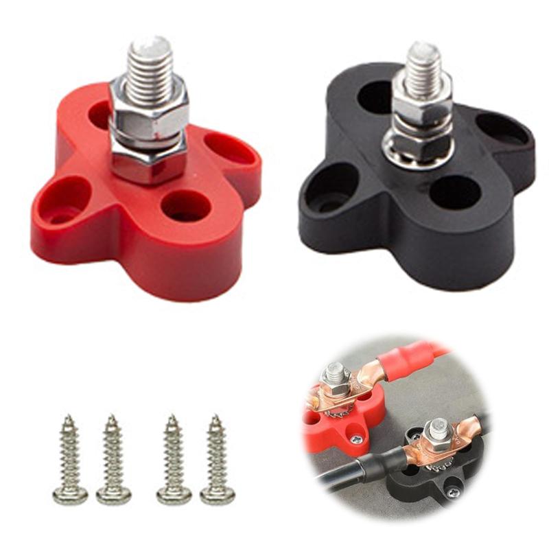 EsiFare バッテリー端子台 2個セット バッテリーターミナル 8mm バッテリー端子 ターミナル m8 DC 12V 24V ターミナルブロック 配電端子スタッド 高耐久性 取り付け簡単 絶縁ターミナルポスト バ【基本仕様】：バッテリー端子ターミナルはM8ネジで固定されており、12V～48Vの広い電圧範囲と最大連続電流200Aに対応しています。自動車、RV、船舶、トラック、太陽光発電システムなど、様々な電気機器と互換性があり、電圧の区別を必要とせず、汎用性に優れています。【高品質の素材】：バッテリー端子ハウジングは難燃性ABS素材で作られており、高い機械的強度と優れた耐摩耗性を備えています。これにより、ショート火災のリスクを効果的に低減し、衝撃や摩擦に強く、内部端子を保護します。端子は銅黄銅製で、優れた導電性を提供し、安定した電流伝送を確保し、電圧損失を最小限に抑え、長寿命を実現します。【効率的な電源接続】：バッテリーターミナルは複数の電力線を同時に接続できるため、RV内の複数の機器への電源供給や産業機器への配電など、集中電源供給のシナリオに最適です。M8ネジ留めと外ネジ設計により、双方向および多方向配線に対応し、バッテリーコンパートメントや配電ボックスなどのスペースが限られた環境にも柔軟に設置でき、容易に適応できます。【設置とメンテナンスが簡単】：バッテリー端子台の取り付けに特別なスキルは必要ありません。M8ネジで簡単に設置できます。双方向設置設計により、様々な設置場所に適しており、プロでもDIYユーザーでもすぐに作業を開始できます。コンパクトなサイズとバスバー設計により、複数のケーブルを整理し、ケーブルの乱雑さを軽減し、短絡のリスクを軽減し、配線が規制に準拠していることをし、狭い設置スペースにも適しています。【幅広い用途】：ターミナルブロックは、プロの保守担当者が車両や船舶の電気システムの改造や修理に使用し、配線を標準化して施工効率を向上させるのに適しています。また、DIY 愛好家は、RV の改造や小型ソーラー システムの構築時に配線プロセスを簡素化するためのコア配電モジュールとして使用できます。さらに、産業機器の保守担当者は、産業機器やモバイル バッテリー パックの配電にこれを使用することで、機器の安定した動作を確保できます。
