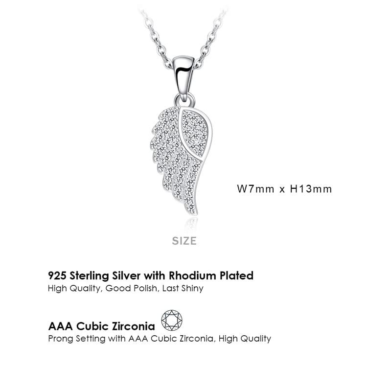 Ashley Jewelry ネックレス シルバー925 フェザー 天使の羽 ウィング 翼 ペンダント レディース シンプル (クリア)の商品画像 2