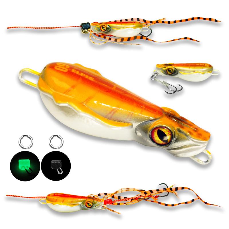  3WAYタイラバ 60g 龍牙パラダイス 万能烏賊アオリ 蛍光オレンジホタル 遊動式 スライド式 ジグ オールマイティ