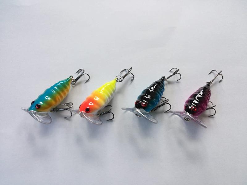 小型 ノイジー 4cm 4g 4色セット トップウォーター セミ 首ふりアクシ ョン ブラックバス バス釣り ナマズ トラウト エリア 管理釣り場 TypeB