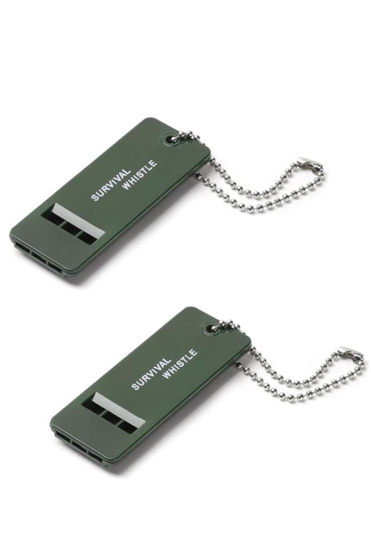 wumio アウトドア ホイッスル 2個セット チェーン付き 笛 軽量 防災 災害 防犯 高音 子ども 緊急時 サバイバル アウトドア 審判 スポーツ キャンプ キーホルダー